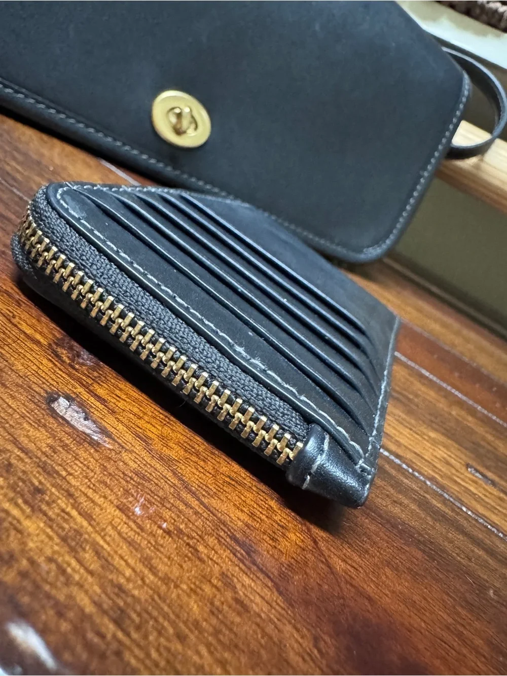 Coach Black Leather card slim wallet